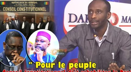 Pr Sidy Alpha Ndiaye  » Pour le peuple , le Conseil constitutionnel doit réhabiliter le Droit » .